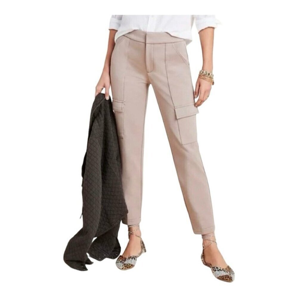 Anthropologie The Essential Slim Knit Cargo Career Pants Taupe Ladies 12